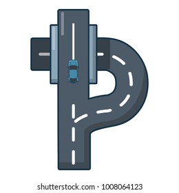 Autobahn icon. Cartoon illustration of autobahn vector icon for web.
