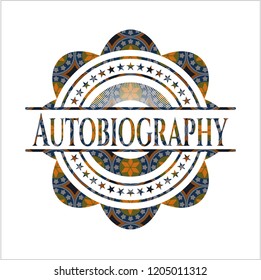 Autobiography arabic emblem background. Arabesque decoration.