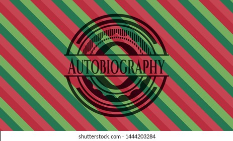 Autobiography christmas colors emblem. Vector Illustration. Detailed.