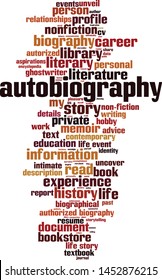 Autobiography word cloud concept. Collage made of words about autobiography. Vector illustration
