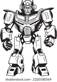 Autobot, Simple Coloring Book For Kid, Vector