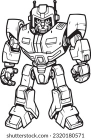 Autobot, Simple Coloring Book For Kid, Vector