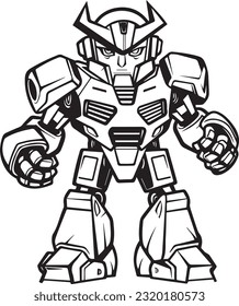 Autobot, Simple Coloring Book For Kid, Vector