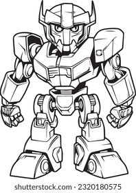 Autobot, Simple Coloring Book For Kid, Vector