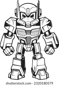 Autobot, Simple Coloring Book For Kid, Vector