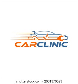 Autocare logo design template with outline slihouette of sport car