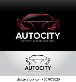 'Autocity' car logotype - car service and repair, vector set. Car logo. Isolated auto theme logo.