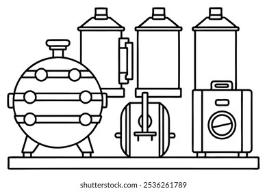 Autoclave Line Art Illustration Simple Outline of Sterilization Equipment (1)