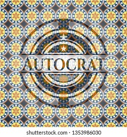 Autocrat arabic badge background. Arabesque decoration.