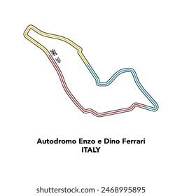 Autodromo Enzo e Dino Ferrari for autosport and motorsport. Isolated editable colored vector illustration on white background