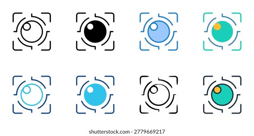 Autofocus icons set multiple style collection. Editable stroke 
