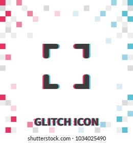 Autofocus zone sign  glitch effect vector icon.