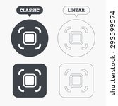 Autofocus zone sign icon. Photo camera settings. Classic and line web buttons. Circles and squares. Vector