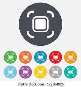 Autofocus zone sign icon. Photo camera settings. Round colourful 11 buttons. Vector