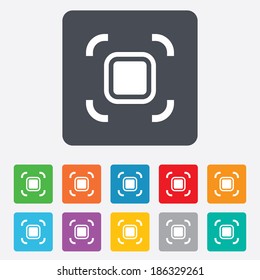 Autofocus zone sign icon. Photo camera settings. Rounded squares 11 buttons. Vector