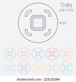 Autofocus zone sign icon. Photo camera settings. Thin line circle web icons with outline. Vector