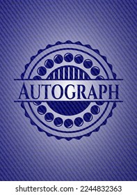 Autograph badge with denim texture. Vector Illustration. Detailed. 