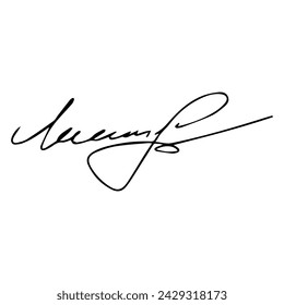 Autograph fictitious, handwritten fake signature. Isolated doodle on white background, vector illustration