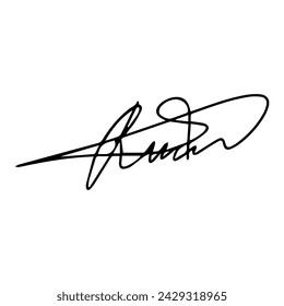 Autógrafo ficticio, firma manuscrita falsa. Garabato aislado sobre fondo blanco, ilustración vectorial