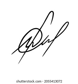 Autograph hand drawn. Handwritten signature. Drawing line scrawl. Handwriting scribble written in black pen isolated on white background. Name sample for design prints. Write scribbles line. Vector