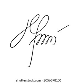 Autograph hand drawn. Vector signature. Scrawl signature. Handwritten autograph. Handwriting scribble by pen. Written black sign isolated on white background. Writing sketch. Write scribbles line