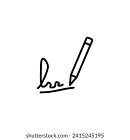 Autograph vector line icon illustration.
