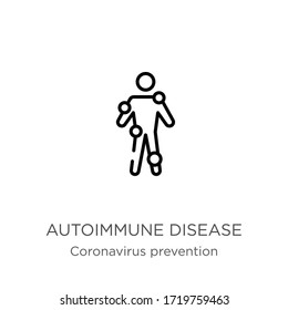 Autoimmune disease icon. Thin linear autoimmune disease outline icon isolated on white background from Coronavirus Prevention collection. Modern line vector sign, symbol, stroke for web and mobile