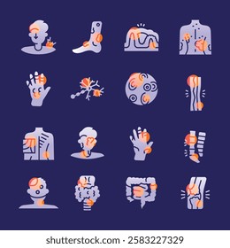 Autoimmune disorders glassmorphism illustration. Transparency blur elements. Ui layered design
