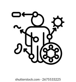 Ilustración vectorial de la línea del icono de la reacción autoinmune