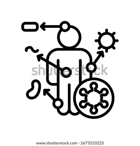 Autoimmune Reaction Icon Line Vector Illustration