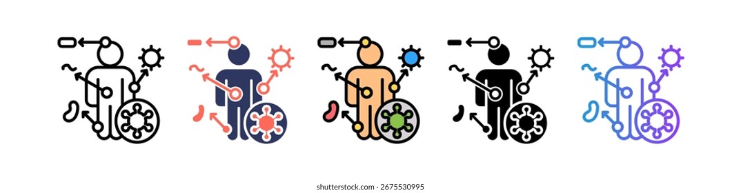 Icono de reacción autoinmune Ilustración vectorial múltiple