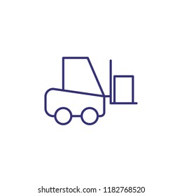 Autoloader line icon. Forklift truck, box, cargo. Logistics concept. Can be used for topics like shipping, delivery, loading