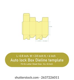 Autolock syrup box dieline template, vector file