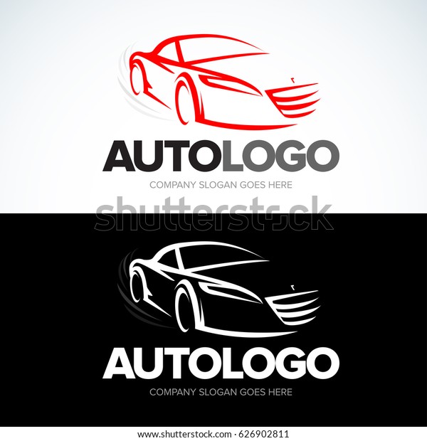 \'Auto-logo\' car logotype - car service and\
repair, vector set. Car logo. Isolated auto theme logo. Color and\
black and white\
version.