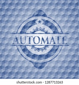 Automate blue badge with geometric pattern.