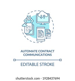 Automate contract communications concept icon. Efficient contract management tips. Documents flow idea thin line illustration. Vector isolated outline RGB color drawing. Editable stroke