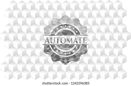Automate grey badge with geometric cube white background