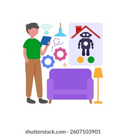 Automate Home with Smart Devices Flat Vector Illustration