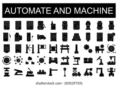 Automate and Machine Icon Set with 50 Glyph Icons
