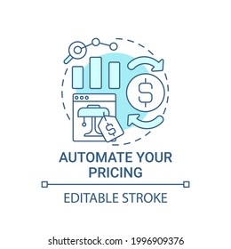 Automate pricing concept icon. Online marketplace success abstract idea thin line illustration. Algorithmic repricing. Keeping competitive cost. Vector isolated outline color drawing. Editable stroke