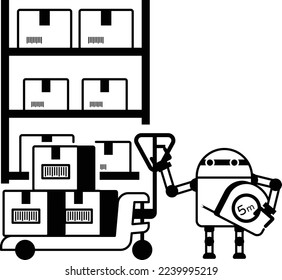 automate replenishment workflows Using AI robots concept, order fulfillment Cobot vector icon design, Warehouse automation symbol, Industrial revolution sign, Shipping and Logistic stock illustration 