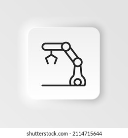 Automate robot, hydraulic arm icon - Vector neumorphic style vector icon on white background