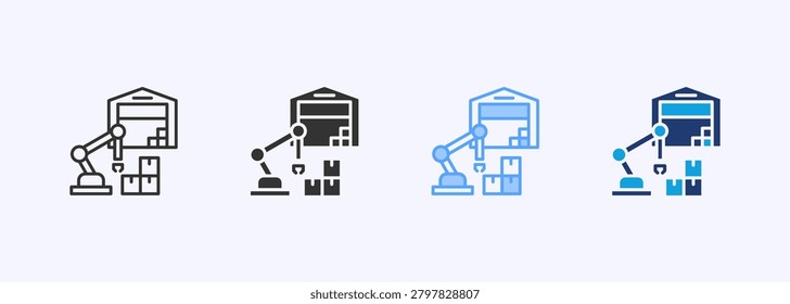Automate Warehouse Icon Set Multiple Style Collection Vector Illustration