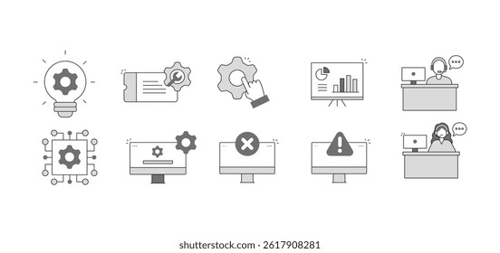Automated AI and Digital Support. AI Customer Service Automation, Website Settings Management, Error Screen Message, Warning Alert Screen, Innovation and Solut