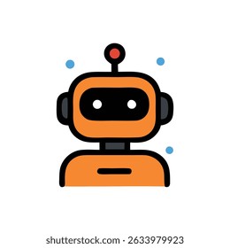 Automated assistant, an orange robot with a red antenna suitable for technology concept designs, kids products, and educational materials.
