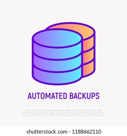 Automated backups thin line icon. Modern vector illustration.