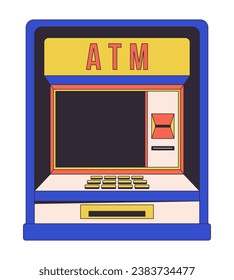 Automated Banking Machine flache Linie Farbe einzelne Vektorobjekt. Transaktion. Finanzoperation. Bearbeitbares Video-Kunstbild auf weißem Hintergrund. Einfache Umrisskartographie für Webdesign