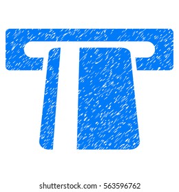 Automated Banking Service grainy textured icon for overlay watermark stamps. Flat symbol with scratched texture. Dotted vector blue ink rubber seal stamp with grunge design on a white background.