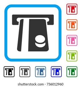 Automated Banking Service icon. Flat gray pictogram symbol in a light blue rounded square. Black, gray, green, blue, red, orange color versions of Automated Banking Service vector.