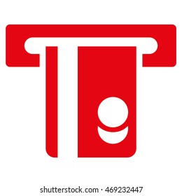 Automated Banking Service icon. Vector style is flat iconic symbol with rounded angles, red color, white background.